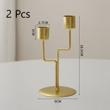 Branch Shape Two Head Iron Candlestick, Gold Candle Holder 2 Pack, Artistic Table Ornament, Christmas Halloween Home Scene Decor