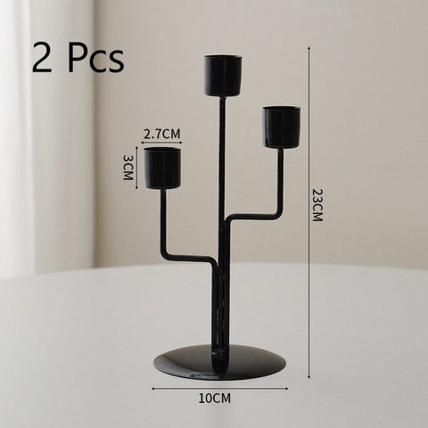 Handcrafted 3 Heads Twig Metal Candlestick, Black Candle Holder 2 Pack, Stylish Dining Decor, Christmas Halloween Romantic Layout Supplies In Australia - Darrahopens