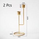 Double Head Hollow Base Iron Candlestick, Gold Candle Holder 2 Pack, Modern Home Ornament, Christmas Halloween Table Decoration In Australia - Darrahopens
