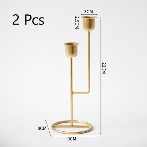 Double Head Hollow Base Iron Candlestick, Gold Candle Holder 2 Pack, Modern Home Ornament, Christmas Halloween Table Decoration In Australia - Darrahopens