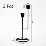 Hollow Base Two Heads Metal Candle Stand, Black Candlestick 2 Pack, Premium Household Decor, Christmas Halloween Party Scene Prop In Australia - Darrahopens