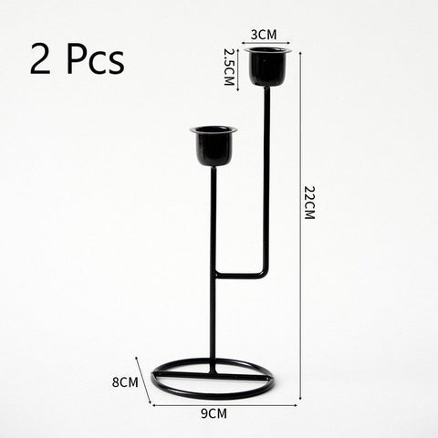 Hollow Base Two Heads Metal Candle Stand, Black Candlestick 2 Pack, Premium Household Decor, Christmas Halloween Party Scene Prop In Australia - Darrahopens