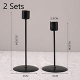 Iron Pillar Candlestick Set, Black Tall & Short Combination 2 Sets, Luxury Dining Room Ornament, Christmas Halloween Table Decor In Australia - Darrahopens
