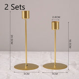 Gold Pillar Candle Holder Combination Set, Tall & Short Candlestick 2 Sets, Elegant Home Decor, Christmas Halloween Romantic Dinner Prop
