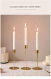 Gold Pillar Candle Holder Combination Set, Tall & Short Candlestick 2 Sets, Elegant Home Decor, Christmas Halloween Romantic Dinner Prop