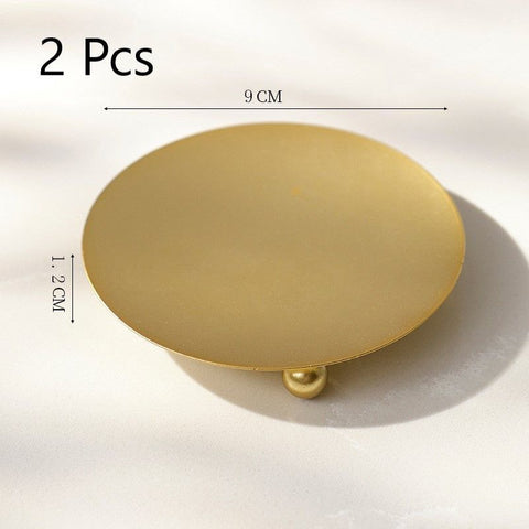 9cm Round Tray Iron Candlestick, Gold Candle Holder 2 Pack, Stylish Home Decor, Christmas Halloween Romantic Atmosphere Decor In Australia - Darrahopens