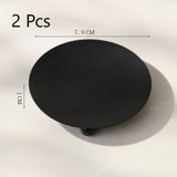 7.8cm Disc Base Metal Candlestick, Black Candle Holder 2 Pack, Artistic Table Accessory, Christmas Halloween Home Scene Prop