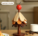3-Tier Apple Style Christmas Tree Heat Insulation Trivet, Wooden Table Pad, Decor Supplies for Christmas & Halloween In Australia - Darrahopens