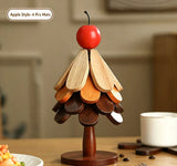 4-Tier Apple Style Christmas Tree Heat Insulation Trivet, Practical Wooden Pot Mat for Christmas & Halloween Gathering In Australia - Darrahopens
