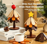 4-Tier Apple Style Christmas Tree Heat Insulation Trivet, Practical Wooden Pot Mat for Christmas & Halloween Gathering In Australia - Darrahopens