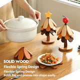 3-Tier Star Style Christmas Tree Heat Resistant Pot Mat, Creative Wooden Table Decor for Christmas & Halloween