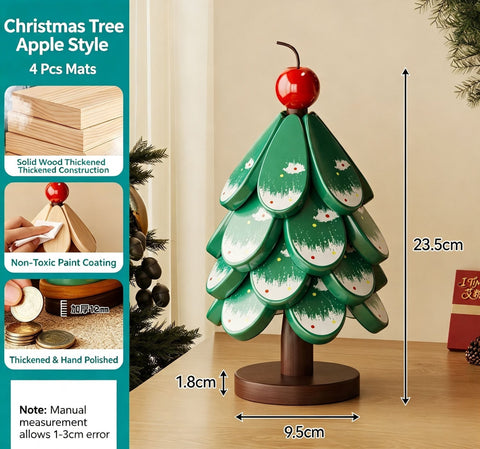 Green Christmas Tree 4-Tier Apple Pattern Heat Insulation Pad, Anti-scald Pot Coaster for Christmas & Halloween Events In Australia - Darrahopens
