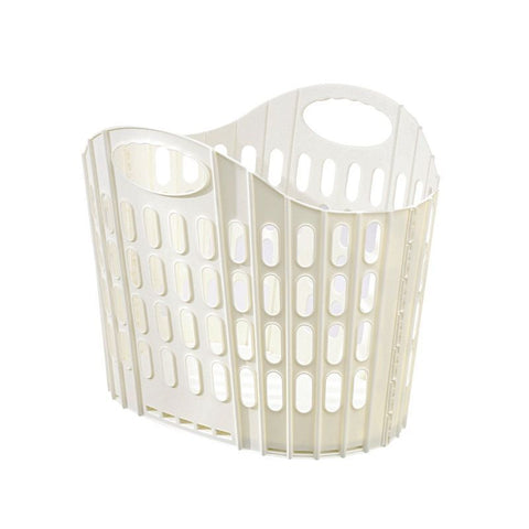 Large Hollow-out Laundry Basket, Foldable Wall-hung Clothes Storage Bin, White Household Organiser for Dirty Garments