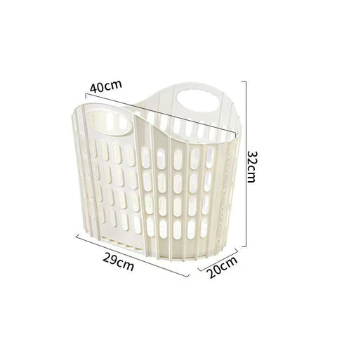 Small Hollow-out Foldable Laundry Hamper, White Wall Mount Clothes Basket, Space Saving Organiser for Narrow Bathroom In Australia - Darrahopens