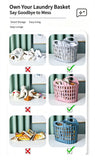 Small Hollow-out Foldable Laundry Hamper, White Wall Mount Clothes Basket, Space Saving Organiser for Narrow Bathroom
