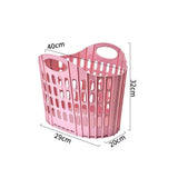 Small Hollow-out Foldable Laundry Basket, Pink Wall Mountable Clothes Bin, Ideal Storage for Bedroom and Shower Room