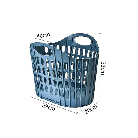 Small Hollow-out Foldable Laundry Hamper, Blue Portable Storage Basket, Lightweight Organiser for Apartment Living In Australia - Darrahopens
