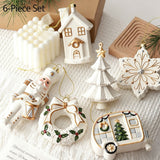 White & Gold 6 Pieces Assorted Hanging Ornament Set, Mixed Designs For Christmas & Halloween Scene Decoration In Australia - Darrahopens