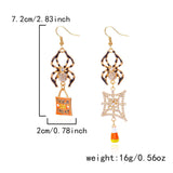 Gothic Tassel Women’s Drop Earrings, Halloween & Christmas Themed Pumpkin Ghost Pendant Earrings, Trendy Party Ear Accessory, Style‑ER25Y0149