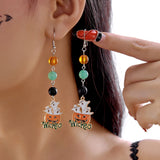 Pumpkin Ghost Pendant Gothic Tassel Earrings, Women’s Halloween & Christmas Dangle Drop Earrings, Eye‑catching Costume Ear Accessory, Style‑ER25Y0150
