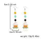Pumpkin Ghost Pendant Gothic Tassel Earrings, Women’s Halloween & Christmas Dangle Drop Earrings, Eye‑catching Costume Ear Accessory, Style‑ER25Y0150