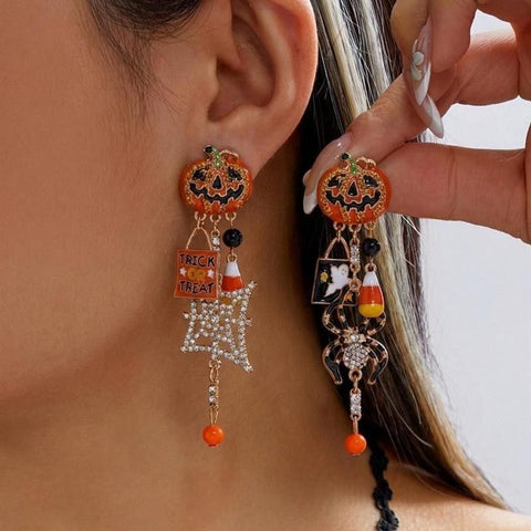 Ladies Fashion Gothic Halloween & Christmas Earrings, Pumpkin Ghost Motif Tassel Dangle Drop Ear Ornament, Festival Cosplay Ear Jewelry, Style‑ER26Y0292‑4 In Australia - Darrahopens