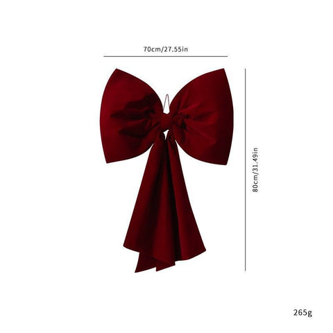 Burgundy Velvet Oversized Christmas Bow, Plush Hanging Pendant For Xmas Tree And Scene Decoration, Burgundy 70x80cm In Australia - Darrahopens