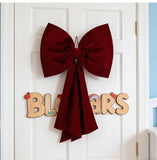 Burgundy Velvet Oversized Christmas Bow, Plush Hanging Pendant For Xmas Tree And Scene Decoration, Burgundy 70x80cm