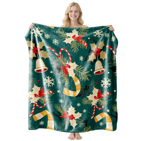 Soft Graphic‑print Flannel Air‑Conditioning Throw Blanket, Christmas & Halloween Festival Decor Cover, Sweet Holiday Gift For Pleasant Indoor Resting Periods, Style FLR‑220, Size XS, 75x100cm In Australia - Darrahopens