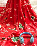 Holiday‑themed Flannel Throw Blanket For Christmas & Halloween, Christmas Tree Print, Cozy Home Decor Blanket, Practical Holiday Present, 100x150cm S Size In Australia - Darrahopens