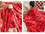 Holiday‑themed Flannel Throw Blanket For Christmas & Halloween, Christmas Tree Print, Cozy Home Decor Blanket, Practical Holiday Present, 100x150cm S Size