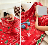 Holiday‑themed Flannel Throw Blanket For Christmas & Halloween, Christmas Tree Print, Cozy Home Decor Blanket, Practical Holiday Present, 100x150cm S Size