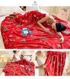 Christmas & Halloween Thick Flannel Throw Blanket, Christmas Stocking Pattern, Warm Indoor Rest Blanket, Holiday Gift Blanket, 70x100cm XS Size