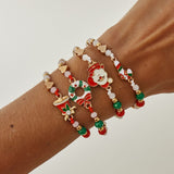 Christmas Beaded Adjustable Bracelet 4Pcs Set Code 6737K1, Cartoon Enamel Santa Claus Dangle Charms Festive Stackable Hand Jewelry for Xmas Outfit Decor and Holiday Gift Giving In Australia - Darrahopens