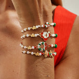 Christmas Beaded Adjustable Bracelet 4Pcs Set Code 6737K1, Cartoon Enamel Santa Claus Dangle Charms Festive Stackable Hand Jewelry for Xmas Outfit Decor and Holiday Gift Giving In Australia - Darrahopens