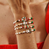 Festive Stackable Beaded Bracelet 4 Pieces Mixed Color Pack Code 6737K2, Cute Enamel Santa Themed Adjustable Wrist Accessories for Christmas Party Dress Up and Souvenir Presents In Australia - Darrahopens