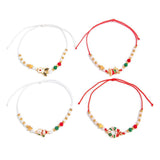 Festive Stackable Beaded Bracelet 4 Pieces Mixed Color Pack Code 6737K2, Cute Enamel Santa Themed Adjustable Wrist Accessories for Christmas Party Dress Up and Souvenir Presents