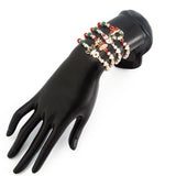 Festive Stackable Beaded Bracelet 4 Pieces Mixed Color Pack Code 6737K2, Cute Enamel Santa Themed Adjustable Wrist Accessories for Christmas Party Dress Up and Souvenir Presents