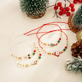 Xmas Cartoon Enamel Charm Beaded Bracelet Set 4 In 1 Code 6737K3, Red Green White Color Adjustable Hand Ornament for Daily Holiday Matching and Christmas Small Gifts In Australia - Darrahopens