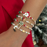 Adjustable Christmas Stacking Beaded Wrist Jewelry 4Pcs Mixed Set Code 6737K4, Santa Reindeer Enamel Pendant Bracelets for Holiday Costume Accessory and Friend Xmas Gift Exchange In Australia - Darrahopens