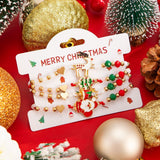 Adjustable Christmas Stacking Beaded Wrist Jewelry 4Pcs Mixed Set Code 6737K4, Santa Reindeer Enamel Pendant Bracelets for Holiday Costume Accessory and Friend Xmas Gift Exchange