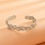 Irregular Textured Lava Open Cuff Bracelet for Women, Silver Twisted Wavy Metal Bangle, Niche Designer Jewelry for Christmas & Halloween Gift Giving, Style Code 2259