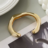 Abstract Crinkle Metal Open Bangle Bracelet, Light Gold Irregular Curved Cuff, Trendy Daily Accessory Suitable for Xmas and Halloween Holiday Presents, Style Code 2267 In Australia - Darrahopens