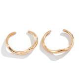 Dual Layer Irregular Wave Bangle 2 Pieces Set, Gold Stackable Metal Open Bracelet, Women Fashion Matching Jewelry as Christmas Halloween Holiday Gift Pack, Code 5091