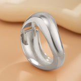 Abstract Wavy Open Metal Bangle Bracelet, White K Gold Irregular Texture Cuff, Minimalist Daily Accessory Ideal for Christmas Halloween Small Gifts, Code 2431
