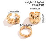 Irregular Crumple Metal Stacking Ring 3 Pieces Set, Gold Lava Texture Open Band Rings, Women Trendy Finger Jewelry for Christmas Halloween Party Favors, Code 4541 In Australia - Darrahopens