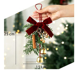 Christmas Bell Wreath Hanging Ornament, Star Wreath with Red Bow for Xmas Tree Scene Layout & Christmas Holiday Gift Decoration, Model D11