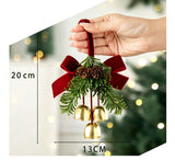 Christmas Bell Wreath Hanging Ornament, Star Wreath with Red Bow for Xmas Tree Scene Layout & Christmas Holiday Gift Decoration, Model D11