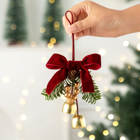 Christmas Pine Cone Double Red Bell Ornament, Tree Hanging Charm for Christmas Party Vibe Building and Festival Gift Box Collocation, Model D2 In Australia - Darrahopens