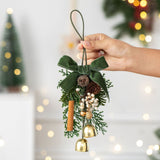 Christmas Pine Cone Wood Strip Double Green Bell Wreath Hanging Charm, Indoor Ambience Pendant for Christmas Seasonal Presents, Model D7 In Australia - Darrahopens